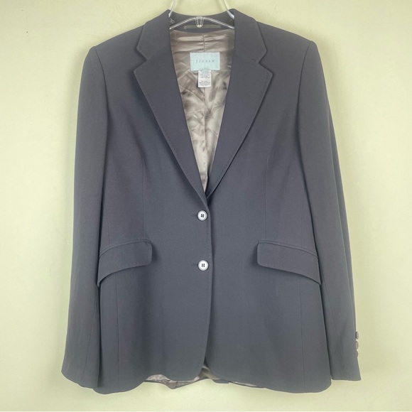 Jigsaw Brown Two Button Contemporary Wool Blend Lined Jacket Size 12 - Picture 3 of 12